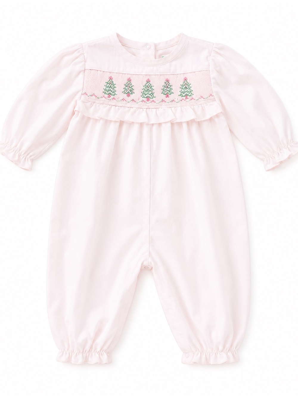 Hand Smocked Bailey Boys Baby Girls Light Pink One-Piece Romper